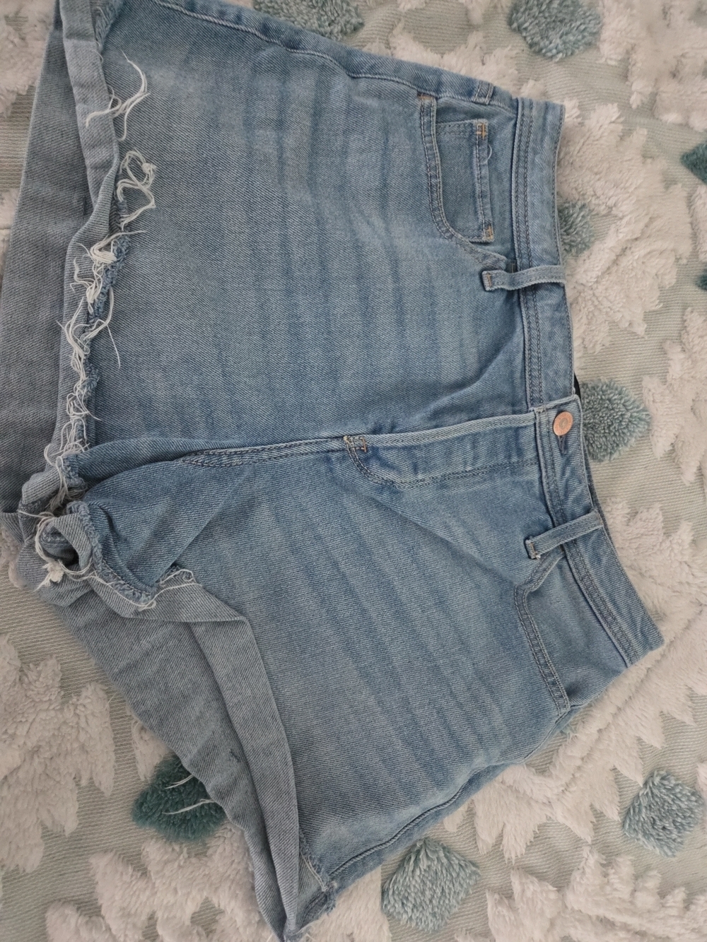 Hollister Light Blue Denim Shorts with Frayed Hem W31